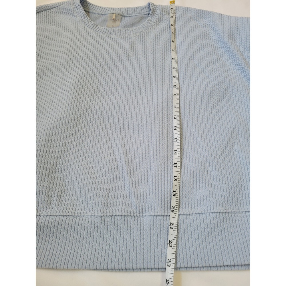 CALIA Carrie Underwood Light Blue Textured Waffle Knit Long Sleeve Top Large - Picture 5 of 6